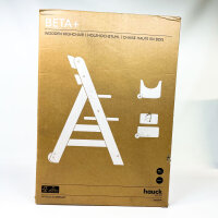 Hauck Beta+ Hochstuhl aus Holz - Set mit Rollen, 6 Monate–90 kg, Sitzkissen, Essbrett, Schutzbügel, Schrittgurt, 5-Punkt-Gurt, 8-fach höhenverstellbar, Weiß lasiert