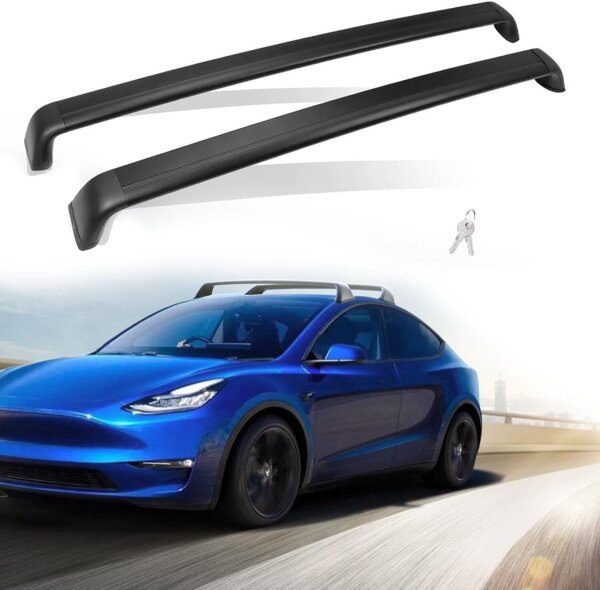 Tesla Model Y roof rack system, 2 crossbars, luggage rack, black