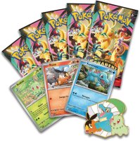 Pokémon Trading Card Game Deluxe Pin Collection Mega Evolution – Sublime Heroes: First Partners, Collectors Set with 3 holographic promo cards, 1 deluxe pin and 5 booster packs