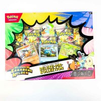 Pokémon Trading Card Game Deluxe Pin Collection Mega Evolution – Sublime Heroes: First Partners, Collectors Set with 3 holographic promo cards, 1 deluxe pin and 5 booster packs