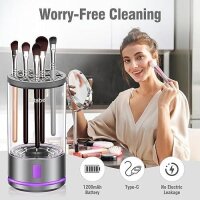 Eitabel C3, Elektrischer Make-up-Pinselreiniger, 1200-mAh-Akku, 7000 U/min, USB-C, 5 V/2 A, Grau/Lila