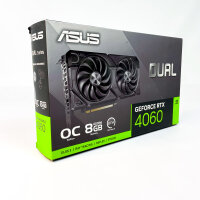 ASUS Dual GeForce RTX 4060 EVO OC Edition Graphics Card, 8 GB GDDR6, PCIe 4.0, DLSS 3, HDMI 2.1a, DisplayPort 1.4a, Axial-tech fan design, 0dB technology, BIOS, Auto-Extreme technology, 90YV0JC7-M0NA00