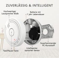 ELRO FS1801, 10-teiliges Rauchmelder-Set, Weiß, Set mit 10 Stück