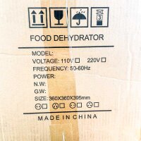Food dehydrator, 200 V, 50–60 Hz, 360 x 360 x 395 mm, silver