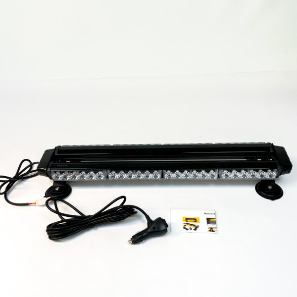 LED-Warnleuchte 52031, 54 LEDs, 12/24 V, Magnetsauger, Aluminium, Bernstein