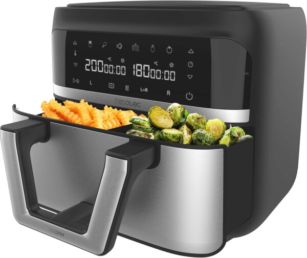 Cecotec Cecofry Dual 9000 Oil-Free Hot Air Fryer, 9 l, 2 Zones, 2850 W, Digital, 6 Modes