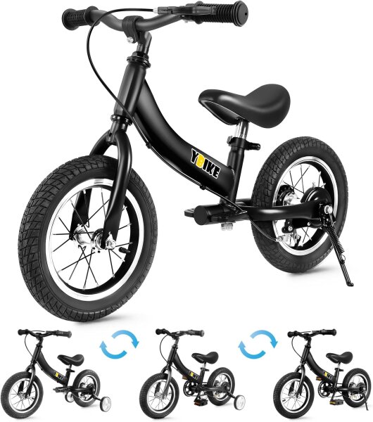YBIKE, 2-in-1 childrens balance bike and childrens bicycle, 1–7 years, 12/14/16 inch, brake, pedals
