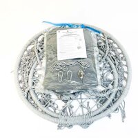 Vounot – Hängesessel grau mit Kissen – Extra breiter Sitz – Bücherfach – Pulverbeschichteter Stahl – Max. Belastung 120kg – Einfach zu installieren
