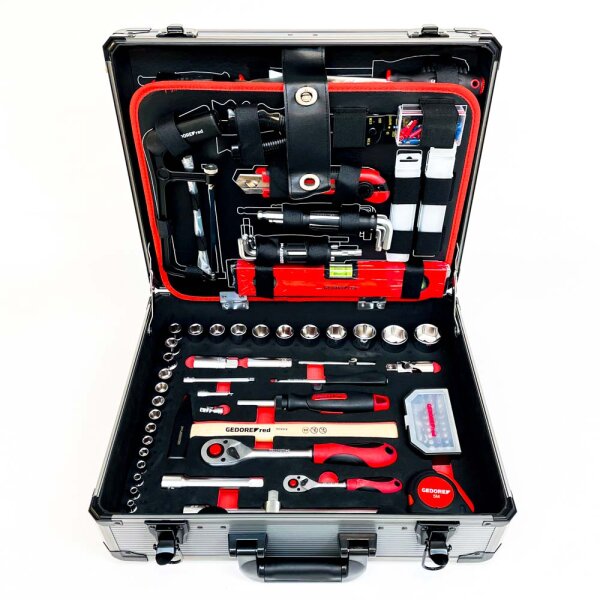 Gedore red ALLROUND tool case set, 138-piece, filled with tools for tradespeople and DIY enthusiasts, R46007138