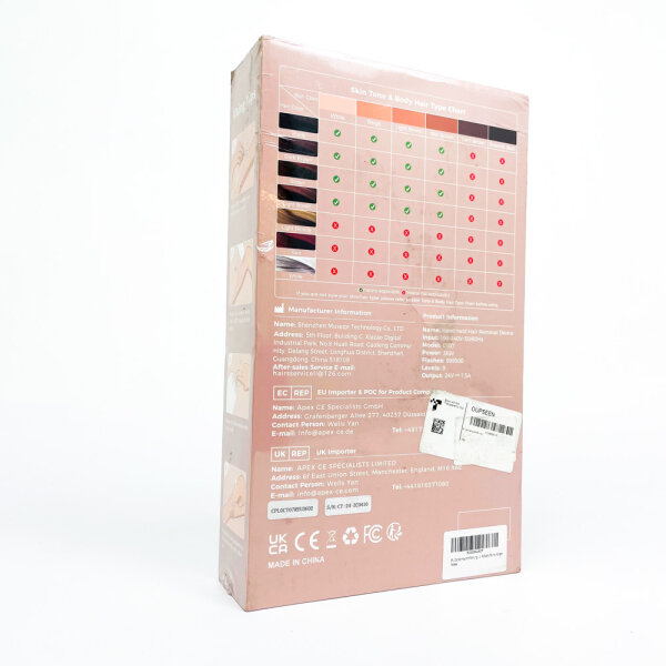 ICE-COOL CT07, Haarentfernungsgerät, 9 Stufen, Eiskühlung, Dualmodus, großer Touchscreen, 36W, Weiß/Rosa