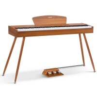 Donner DDP-80 electric piano, 88 weighted keys, hammer action, stand, triple pedal, MIDI, walnut