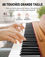 Donner DDP-80 electric piano, 88 weighted keys, hammer action, stand, triple pedal, MIDI, walnut