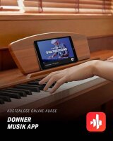 Donner DDP-80 electric piano, 88 weighted keys, hammer action, stand, triple pedal, MIDI, walnut