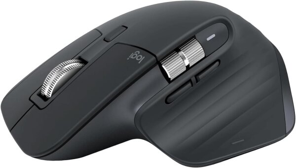 Logitech MX Master 3S kabellose Maus – ultraschnelles Scrollen, 8K DPI, Tracking auf Glas, USB-C, Bluetooth, Windows/Linux/Chrome – Dunkelgrau