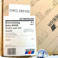 Winkler 32796200400 Brake pads, set, W450, 4-pack, black