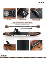 TIGERXBANG SN060 Stand-Up Paddleboard 10.8 ft Inflatable SUP Board with Accessories Extra Wide Pandora Collection Indian Black Adults & Teens