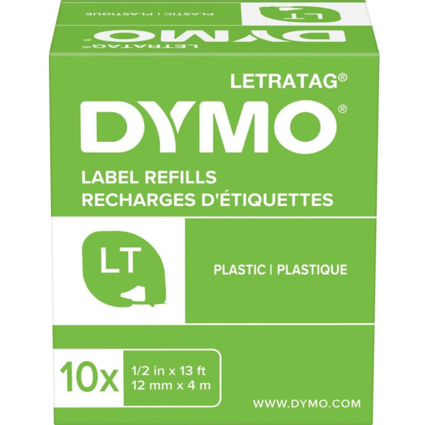 DYMO LetraTag plastic tape EU 12 mm x 4 m white-black 21733901