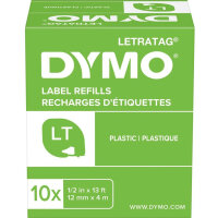 DYMO LetraTag plastic tape EU 12 mm x 4 m white-black...