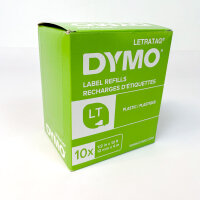 DYMO LetraTag plastic tape EU 12 mm x 4 m white-black 21733901
