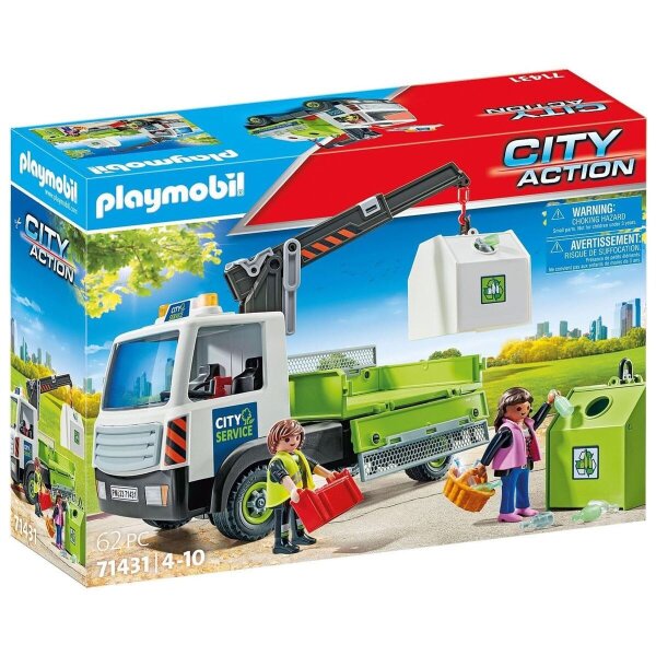 PLAYMOBIL City Action 71431 Glass Recycling Truck with Container, Ages 4-10, 62 Pieces