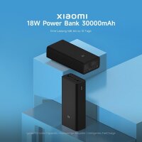Xiaomi 18W Power Bank, 30,000 mAh, 18W Fast Charging, Charges 3 Devices Simultaneously, Power Delivery 3.0, Airplane Compatible, Fully Charged in 7.5 Hours, Compact, Black