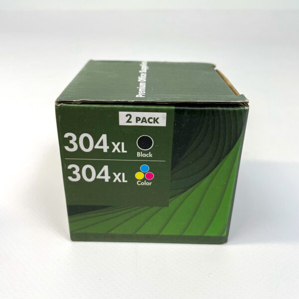 304XL, 2-pack ink cartridges, black/tri-color (4-color), compatible with AMP 100/120/125/130, DeskJet 2600–2655, 3700–3764, ENVY 5000–5070