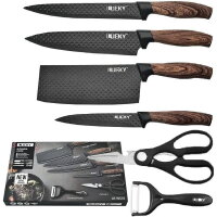 LUCKY LK-WS10, 6-teiliges Küchenmesser-Set, Hackmesser, Kochmesser, Tranchiermesser, Universalmesser