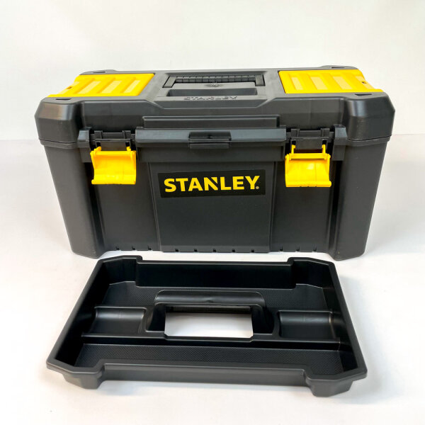 STANLEY STST1-75520, Essential TB 19 Zoll Werkzeugkoffer mit Kunststoffverschlüssen, 482 x 254 x 250 mm, Schwarz-Gelb