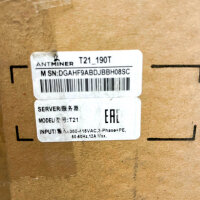 BITMAIN Antminer T21.190T, Bitcoin Miner, SHA-256 Algorithmus, 380 V-415 V, 3610 W, APW11A1216-1a