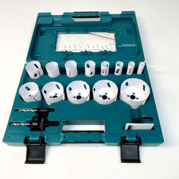 Makita D-63993 Universal Hole Saw Set, 16-piece, Ø 16–76 mm, for wood, PVC, non-ferrous metals, and aluminum