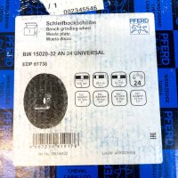 PFERD BW 15020-32 AN 24 UNIVERSAL Schleifbockscheibe 150 mm, 32 mm Bohrung, Körnung 24, Adapter 25 mm 20 mm 16 mm 13 mm