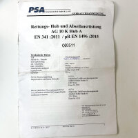 PSA AG 10 K Hub A, rescue and abseiling device, lifting height 110 m, width 25 mm, maximum load 225 kg