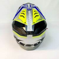 AIROH Aviator 3 Hima, Cross Motorradhelm, Größe S (Max 30°) HPC Carbon, ECE 2206, Grau Blau Fluogelb