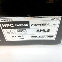 AIROH Aviator 3 Hima, Cross Motorradhelm, Größe S (Max 30°) HPC Carbon, ECE 2206, Grau Blau Fluogelb