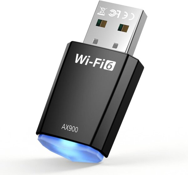 WiFi6 AX900, USB 2.0 Wireless Network Adapter, Dual Band, 2.4 GHz 5 GHz, 802.11AX