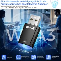 WiFi6 AX900, USB 2.0 Wireless Network Adapter, Dual Band, 2.4 GHz 5 GHz, 802.11AX
