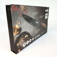 LUCKY LK-WS10, 6-teiliges Küchenmesser-Set, Hackmesser, Kochmesser, Tranchiermesser, Universalmesser, Keramikschäler, geschmiedeter Edelstahl, ergonomischer Holzgriff, Schwarz