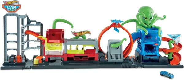 Hot Wheels HBY96 City Colour Reveal Car Wash Set, Water Tanks, 1 Colour Change Car, Race Track, Ages 4+