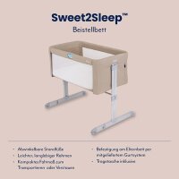 Graco Sweet2Sleep bedside crib, 11 height adjustable positions, 4 reclining positions, carry bag, Oatmeal, GP1814BAOAT000