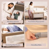 Graco Sweet2Sleep bedside crib, 11 height adjustable positions, 4 reclining positions, carry bag, Oatmeal, GP1814BAOAT000