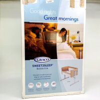 Graco Sweet2Sleep bedside crib, 11 height adjustable positions, 4 reclining positions, carry bag, Oatmeal, GP1814BAOAT000