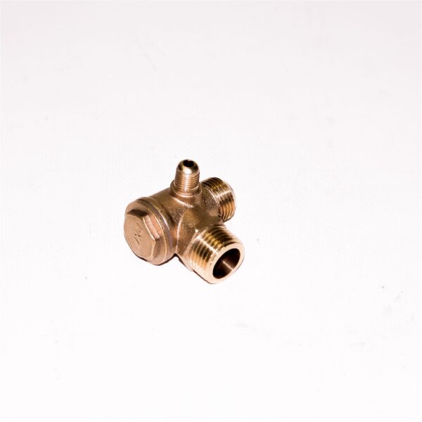 Air Compressor Valve, 20*19*10MM Complete Copper Male Thread 90 Degree Three Way Air Compressor Check Valve