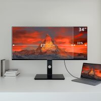 INNOCN 34C1Q 34 Zoll UWQHD Ultrawide Monitor, 3440 × 1440, IPS, 75 Hz, 21:9, FreeSync, HDR, USB-C, USB-Hub, HDMI, DisplayPort