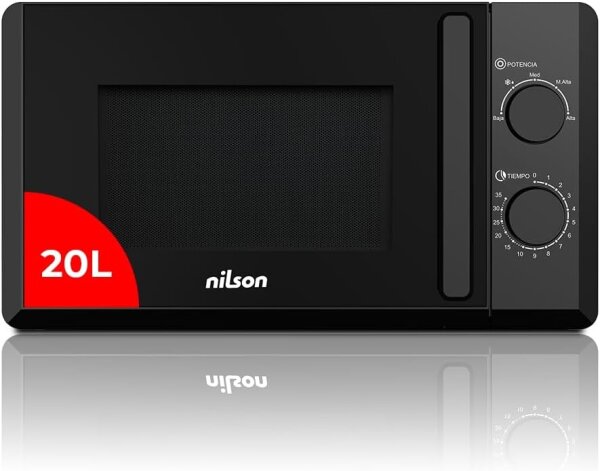 Nilson NMW2700N Microwave Oven, 20 L, 700 W, 5 Programs, Defrost Function, 35-Minute Timer, Black