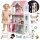 MAMABRUM W06A379 XXL Wooden Dollhouse, 123 cm, 3 Floors, LED, Terrace, Garden, Furniture