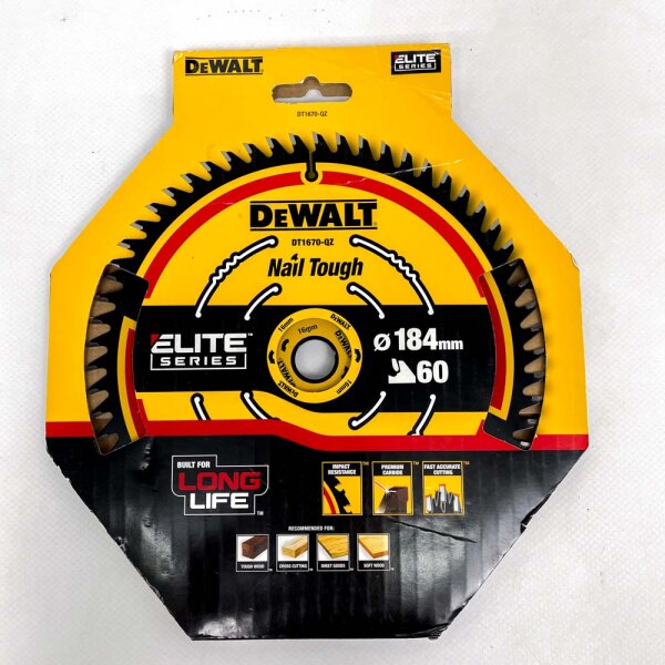 DEWALT DT1670-QZ circular saw blade, 184 mm, 60 teeth, for wood and MDF
