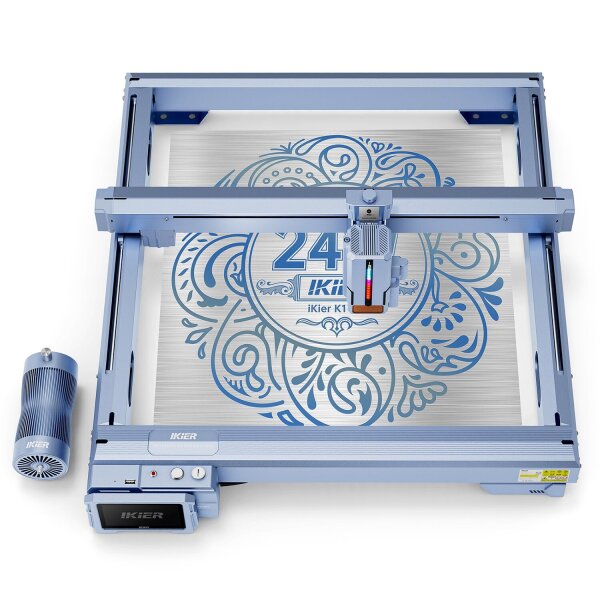 iKier K1 Pro 24W Lasergravierer — 410 × 410 mm Arbeitsfläche, 120 W elektrische Leistung, 100–240 V