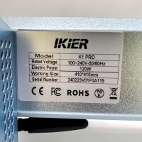 iKier K1 Pro 24W Lasergravierer — 410 × 410 mm Arbeitsfläche, 120 W elektrische Leistung, 100–240 V