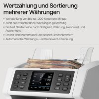 Safescan 2985-SX Geldzählmaschine, Wertzählung und Sortierung gemischter Banknoten, Geldscheinprüfer, 7-fache Echtheitsprüfung, 112-0649