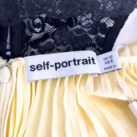 Self-Portrait Satin-Spitzen-Maxikleid SS25-039X-Y Gelb/Schwarz Größe 8 (UK12/US08)